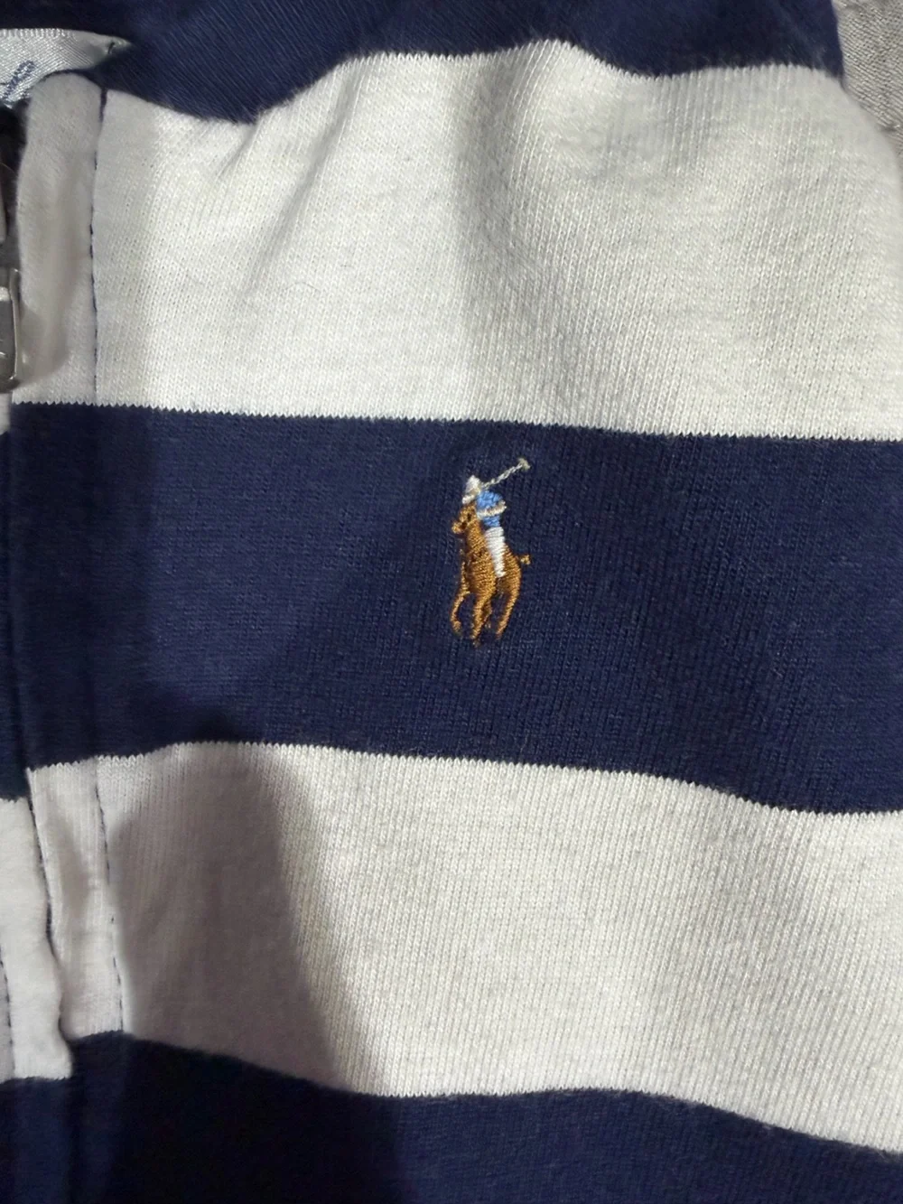 Ralph Lauren Kids Navy & White Striped Zip-Up Hoodie